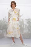 Buy Arcvsh By Pallavi Singh White Linen Notched Midi Dress at Aza Fashions Buy_Arcvsh By Pallavi Singh_White Linen Notched Midi Dress _at_Aza_Fashions