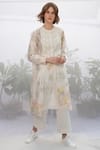 Buy_Arcvsh By Pallavi Singh_White Chanderi, Linen Round Tunic_at_Aza_Fashions