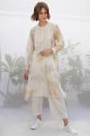 Arcvsh By Pallavi Singh_White Chanderi, Linen Round Tunic_Online_at_Aza_Fashions