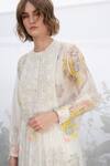 Shop_Arcvsh By Pallavi Singh_White Chanderi, Linen Round Tunic_Online_at_Aza_Fashions