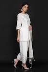 Buy_Anju & Harleen_White Sushi Linen Boat Embroidered Kurta Set For Women_at_Aza_Fashions