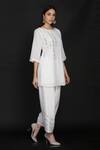 Buy_Anju & Harleen_White Sushi Linen Boat Embroidered Kurta Set For Women_Online_at_Aza_Fashions