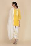 Shop_Anju & Harleen_Yellow Sushi Linen Boat Embroidered Kurta Set _at_Aza_Fashions