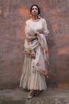 Buy_Rajiramniq_White Kurta Handwoven Silk Chanderi Gharara Set _at_Aza_Fashions