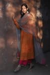 Shop_Rajiramniq_Orange Kurta Handwoven Tissue Chanderi Pant Modal Satin Dupatta Organza Set _at_Aza_Fashions