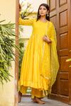 Gulabo Jaipur_Yellow Gota Embroidered Anarkali Set_Online_at_Aza_Fashions