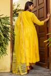 Shop_Gulabo Jaipur_Yellow Gota Embroidered Anarkali Set_at_Aza_Fashions