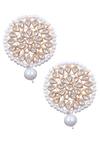 Shop_Just Shradhas_Gold Plated Pearls, Stones And Kundan Motif Earrings _at_Aza_Fashions