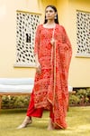 Buy_Gulabo Jaipur_Red Georgette Round Bandhani Print Kurta Set _at_Aza_Fashions