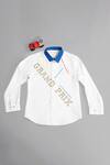 Buy_Partykles_White Embroidered Typographic Shirt For Boys_at_Aza_Fashions