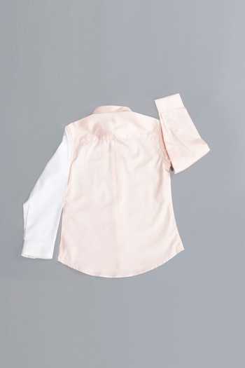 Shop_Partykles_Pink Cotton Satin Cut And Sew Full Sleeve Shirt _at_Aza_Fashions