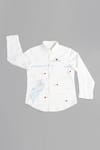 Buy_Partykles_White Cotton Satin Embroidery Shirt _at_Aza_Fashions