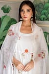 Gulabo Jaipur_White Kurta Cotton Linen Pant Chikan Cotton Floral Print Anarkali Set_at_Aza_Fashions