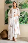 Buy_Gulabo Jaipur_White Kurta Cotton Linen Pant Chikan Cotton Floral Print Anarkali Set_Online_at_Aza_Fashions