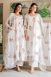 Shop_Gulabo Jaipur_White Kurta Cotton Linen Pant Chikan Cotton Floral Print Anarkali Set_Online_at_Aza_Fashions