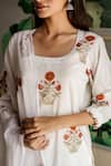 Shop_Gulabo Jaipur_White Kurta Cotton Linen Pant Chikan Cotton Dupatta Floral Print Set_Online_at_Aza_Fashions