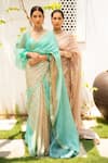 Shop_Aarti Sethia Studio_Blue Pure Kota Tussar Silk Embroidery Leheriya Saree With Blouse _Online_at_Aza_Fashions