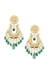 Auraa Trends_Red Stones, Pearls, Diamonds Polki Embellished Chandelier Earrings _at_Aza_Fashions