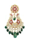 Buy_Auraa Trends_Red Stones, Pearls, Diamonds Polki Embellished Chandelier Earrings _Online_at_Aza_Fashions
