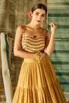 Shop_Shachi Sood_Yellow Lehenga Dupion Silk Print And Embroidery Kalamkari Tiered And Blouse Set _Online_at_Aza_Fashions