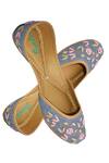 Buy_Imlee Jaipur_Blue Embroidered Floral Juttis _at_Aza_Fashions