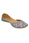 Imlee Jaipur_Blue Embroidered Floral Juttis _Online_at_Aza_Fashions