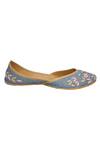 Buy_Imlee Jaipur_Blue Embroidered Floral Juttis _Online_at_Aza_Fashions