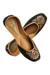 Shop_Imlee Jaipur_Black Silk Embroidered Juttis _at_Aza_Fashions