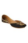 Imlee Jaipur_Black Silk Embroidered Juttis _Online_at_Aza_Fashions