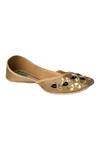 Imlee Jaipur_Gold Embroidered Silk Juttis _Online_at_Aza_Fashions