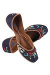 Buy Imlee Jaipur Blue Embroidered Rose Juttis at Aza Fashions Buy_Imlee Jaipur_Blue Embroidered Rose Juttis _at_Aza_Fashions