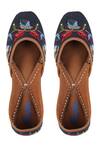 Shop Imlee Jaipur Blue Embroidered Rose Juttis at Aza Fashions Shop_Imlee Jaipur_Blue Embroidered Rose Juttis _at_Aza_Fashions