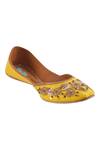 Imlee Jaipur_Yellow Embroidered Silk Juttis _Online_at_Aza_Fashions