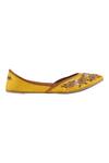 Buy_Imlee Jaipur_Yellow Embroidered Silk Juttis _Online_at_Aza_Fashions