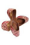 Shop Imlee Jaipur Maroon Silk Embroidered Juttis at Aza Fashions Shop_Imlee Jaipur_Maroon Silk Embroidered Juttis _at_Aza_Fashions