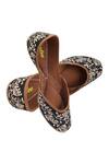 Shop Imlee Jaipur Black Embroidered Silk Juttis at Aza Fashions Shop_Imlee Jaipur_Black Embroidered Silk Juttis _at_Aza_Fashions