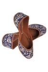 Shop Imlee Jaipur Blue Silk Embroidered Juttis at Aza Fashions Shop_Imlee Jaipur_Blue Silk Embroidered Juttis _at_Aza_Fashions