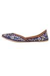 Buy Imlee Jaipur Blue Silk Embroidered Juttis Online at Aza Fashions Buy_Imlee Jaipur_Blue Silk Embroidered Juttis _Online_at_Aza_Fashions