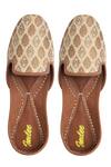 Shop_Imlee Jaipur_Gold Embroidered Floral Motif Juttis _at_Aza_Fashions