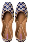 Buy_Imlee Jaipur_Blue Silk Embroidered Juttis _at_Aza_Fashions