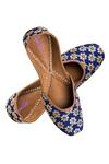 Shop_Imlee Jaipur_Blue Silk Embroidered Juttis _at_Aza_Fashions