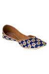 Imlee Jaipur_Blue Silk Embroidered Juttis _Online_at_Aza_Fashions