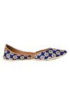 Buy_Imlee Jaipur_Blue Silk Embroidered Juttis _Online_at_Aza_Fashions