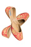 Shop_Imlee Jaipur_Pink Embroidered Silk Juttis _at_Aza_Fashions