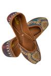 Shop_Imlee Jaipur_Blue Embroidered Silk Juttis _at_Aza_Fashions