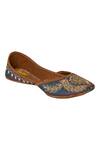 Imlee Jaipur_Blue Embroidered Silk Juttis _Online_at_Aza_Fashions