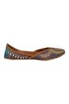 Buy_Imlee Jaipur_Blue Embroidered Silk Juttis _Online_at_Aza_Fashions