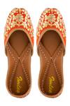 Buy_Imlee Jaipur_Orange Embroidered Silk Juttis _at_Aza_Fashions