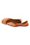 Shop_Imlee Jaipur_Orange Embroidered Silk Juttis _Online_at_Aza_Fashions