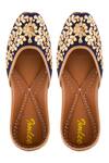 Buy_Imlee Jaipur_Blue Embroidered Silk Juttis _at_Aza_Fashions